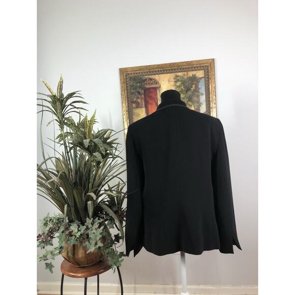 Kasper Blazer Womens 14 Black Open Career Office Clueless Preppy Long Sleeve - Picture 4 of 9